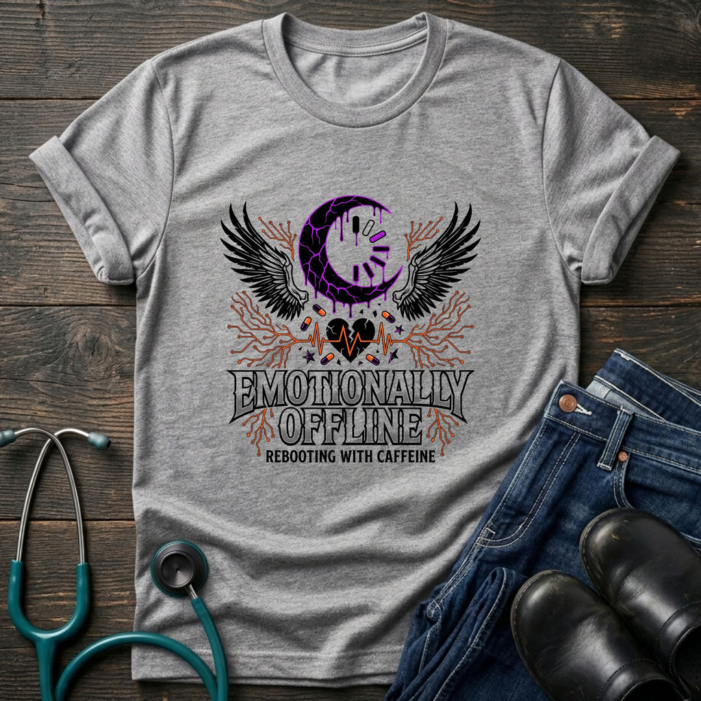 Skull Moon Wings Gothic Nurse Dark Aesthetic Tee - Natural / S | YOUSTOMIZE