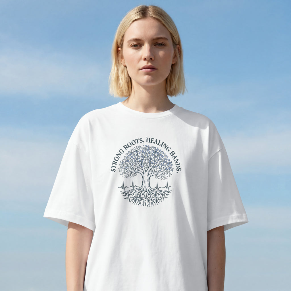 Strong Roots, Healing Hands T-Shirt — Tree of Life Nurse Tee-Navy / XS-YOUSTOMIZE