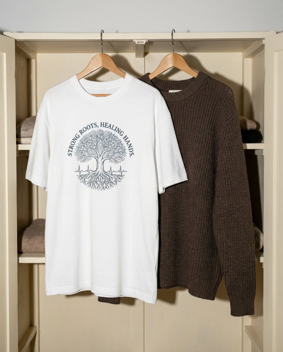 Strong Roots, Healing Hands T-Shirt — Tree of Life Nurse Tee-Navy / XS-YOUSTOMIZE