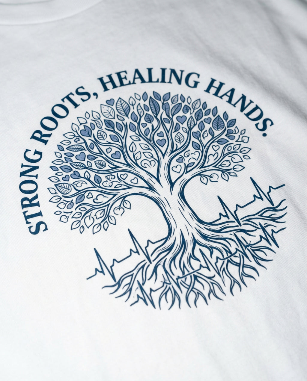 Strong Roots, Healing Hands T-Shirt — Tree of Life Nurse Tee-Navy / XS-YOUSTOMIZE