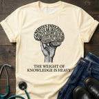 The Weight of Knowledge Is Heavy Brain Nurse Student Tee - White / XS | YOUSTOMIZE