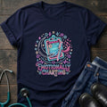 Tired Nurse Emotionally Charting Burnout Humor Tee - Navy / XS | YOUSTOMIZE